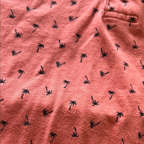 Old Navy Coral Polo with Tiny Black Palm Motif - Picture 3 of 7
